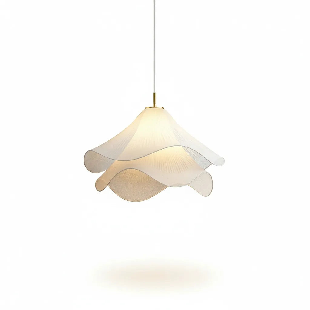 Ailsa Pleated Pendant for Dining Rooms with Brass Stem