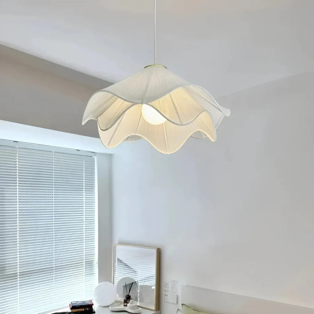 Ailsa Pleated Pendant for Dining Rooms with Brass Stem