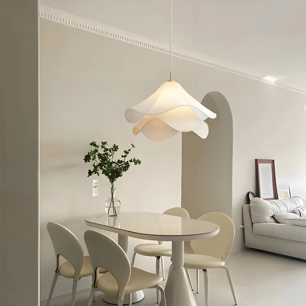 Ailsa Pleated Pendant for Dining Rooms with Brass Stem