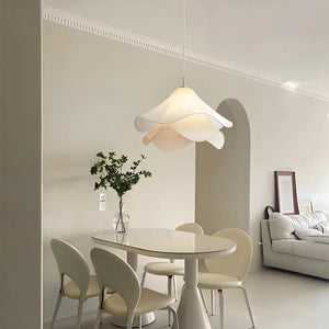 Ailsa Pleated Pendant for Dining Rooms with Brass Stem