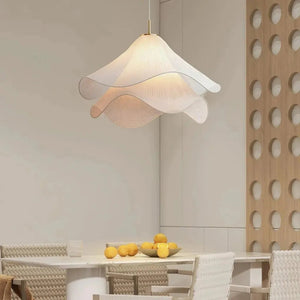 Ailsa Pleated Pendant for Dining Rooms with Brass Stem