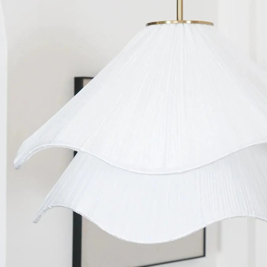 Ailsa Pleated Pendant for Dining Rooms with Brass Stem