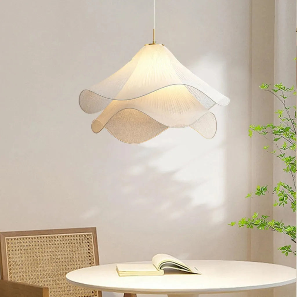 Ailsa Pleated Pendant for Dining Rooms with Brass Stem