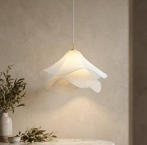 Ailsa Pleated Pendant for Dining Rooms with Brass Stem