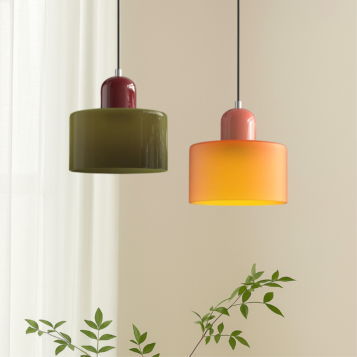Alina Retro Glass Pendant for Nooks with Two Tone Shade