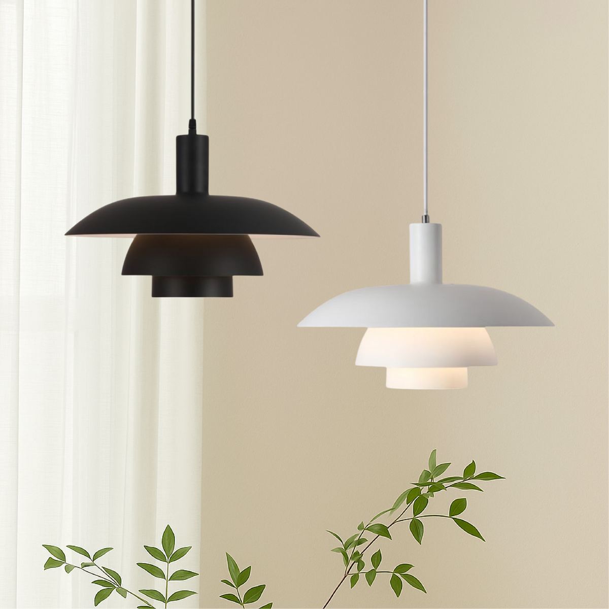 Allegra Cone Pendant for Dining Tables with Tiered Shade