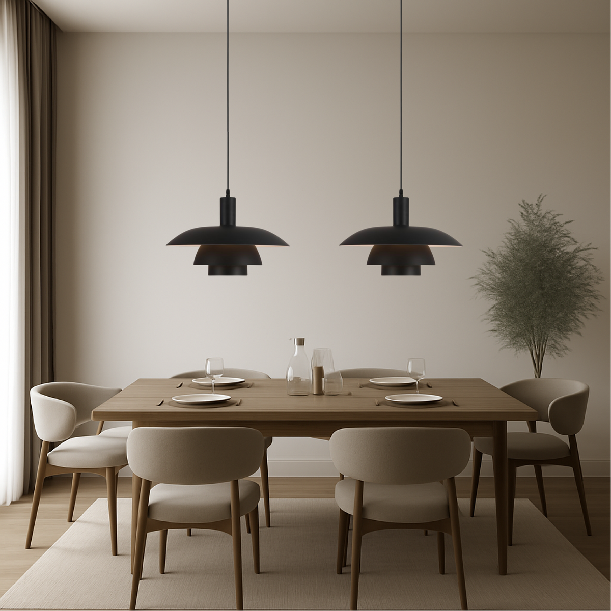 Allegra Cone Pendant for Dining Tables with Tiered Shade