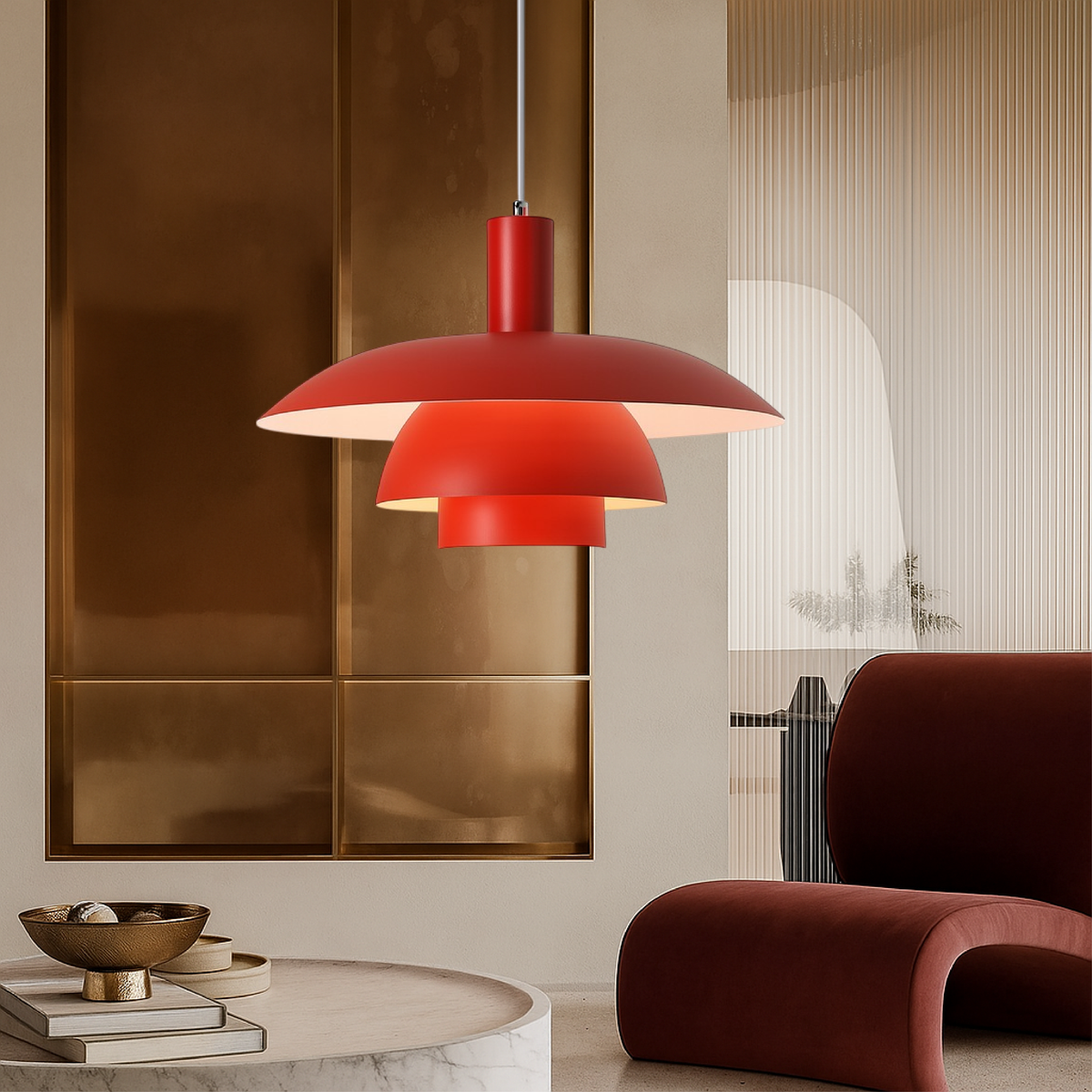 Allegra Cone Pendant for Dining Tables with Tiered Shade