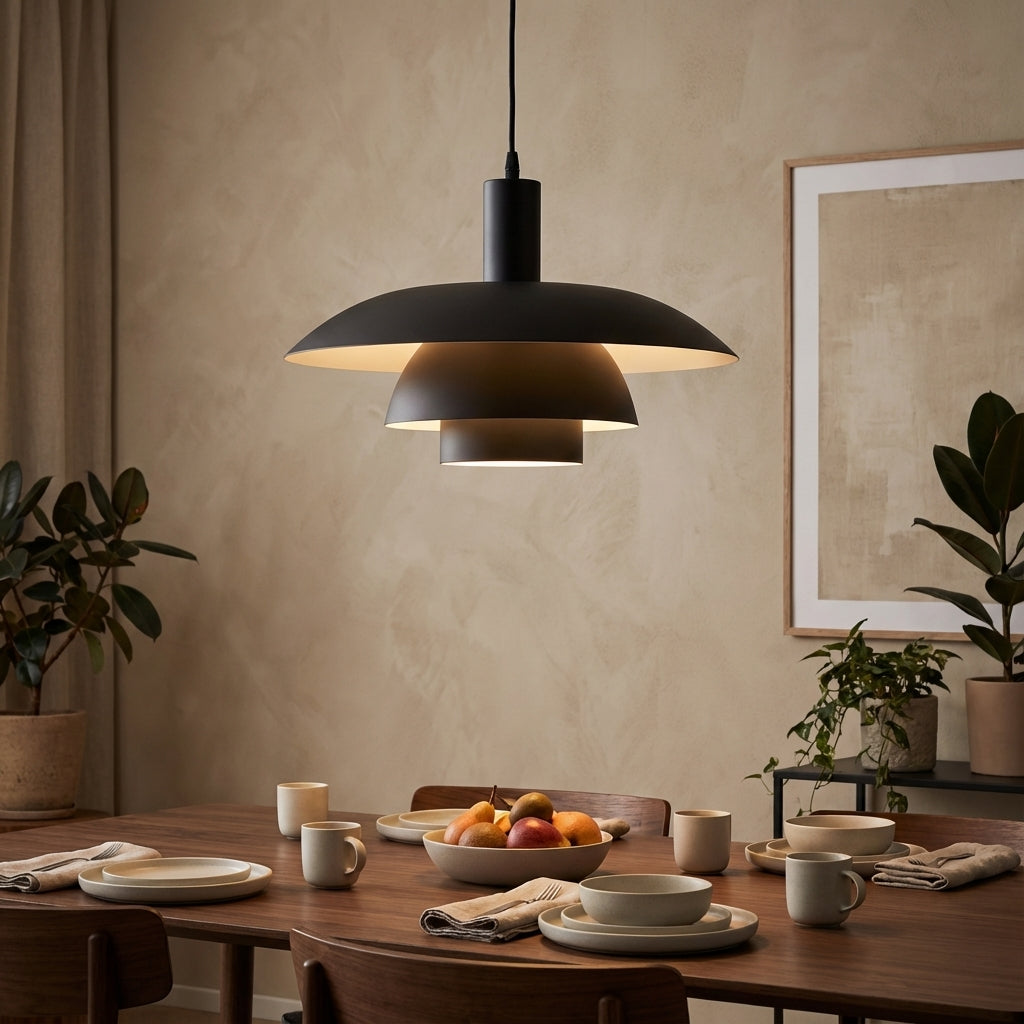 Allegra Cone Pendant for Dining Tables with Tiered Shade