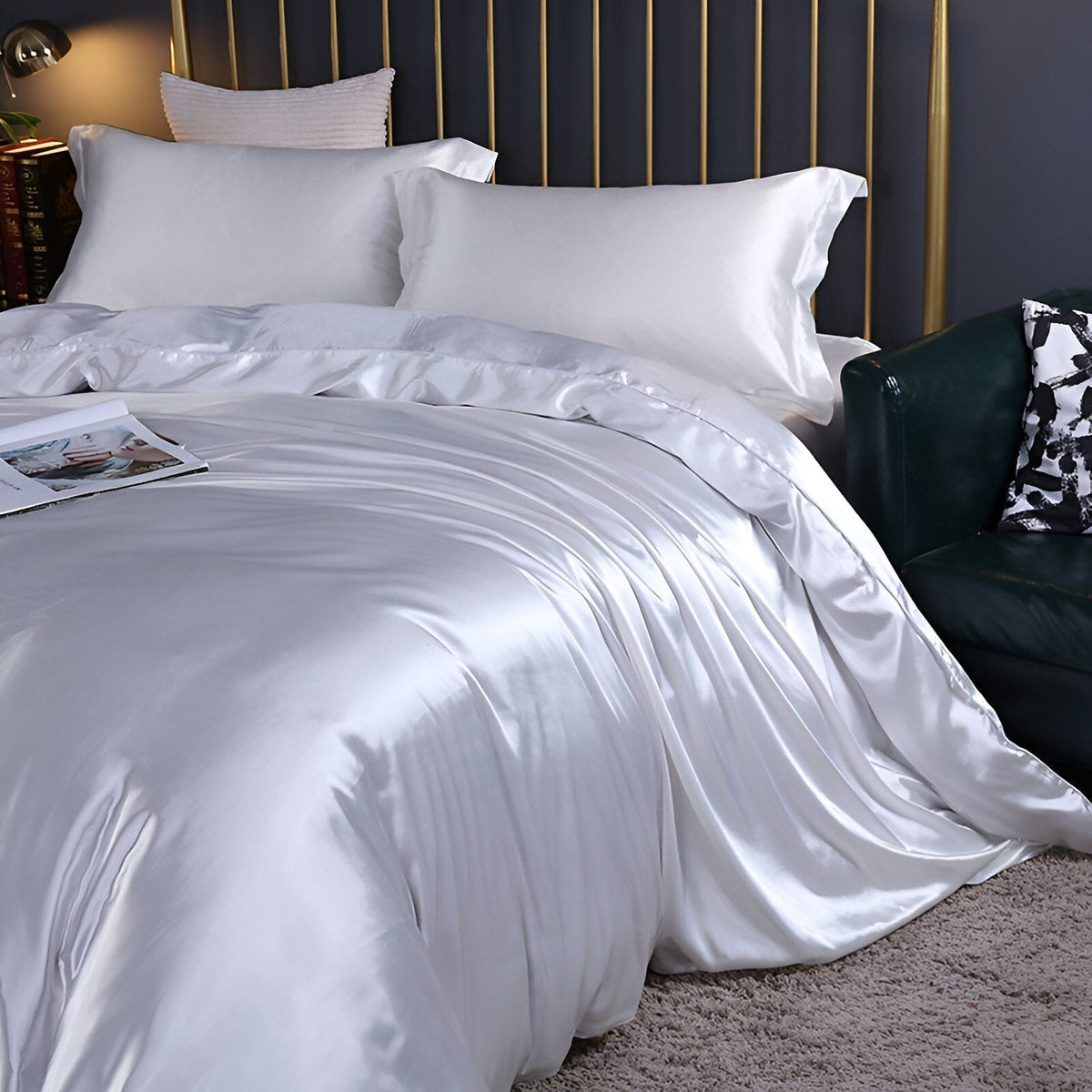 Eloise Satin Bedding Set for Beds with 2 Pillowcases