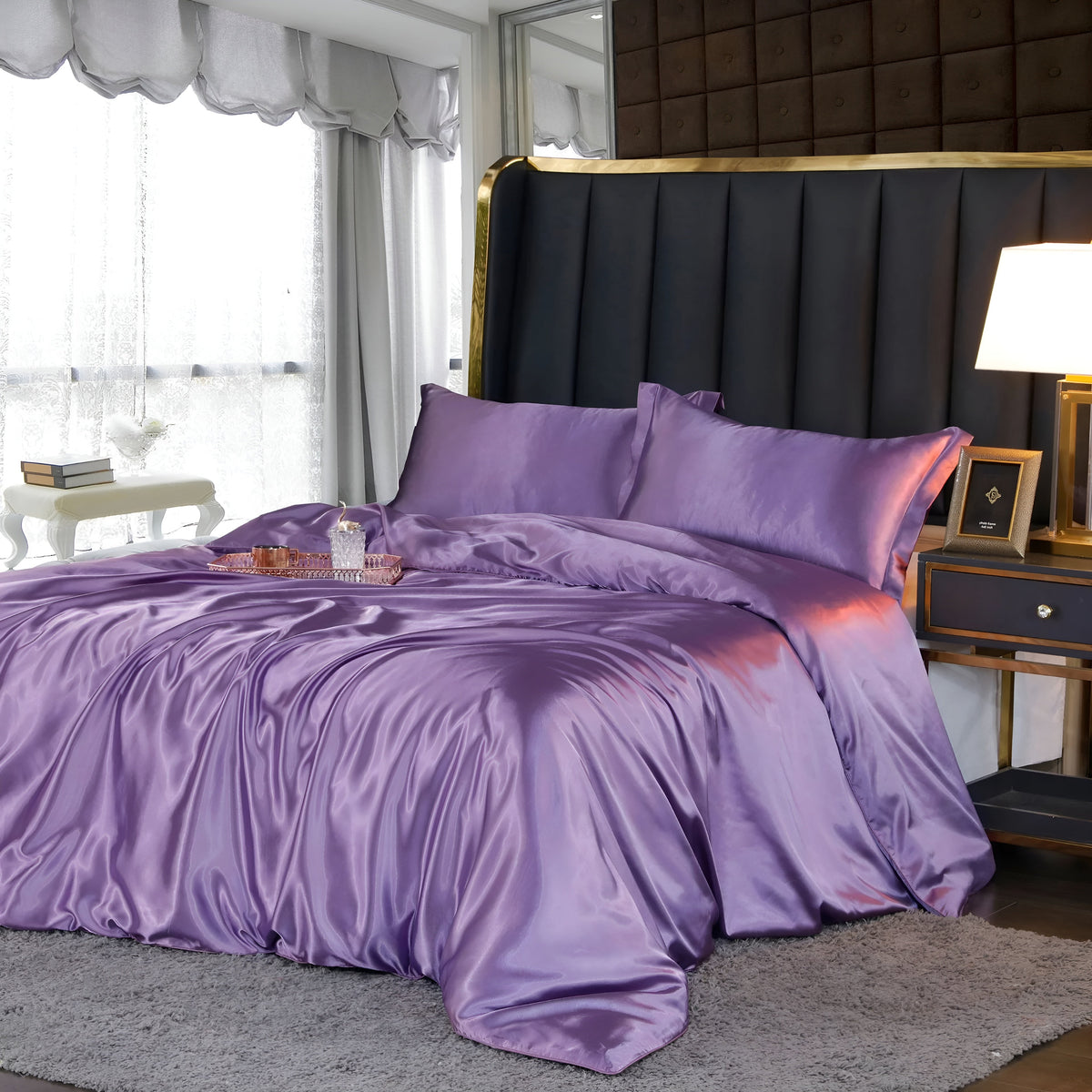 Eloise Satin Bedding Set for Beds with 2 Pillowcases