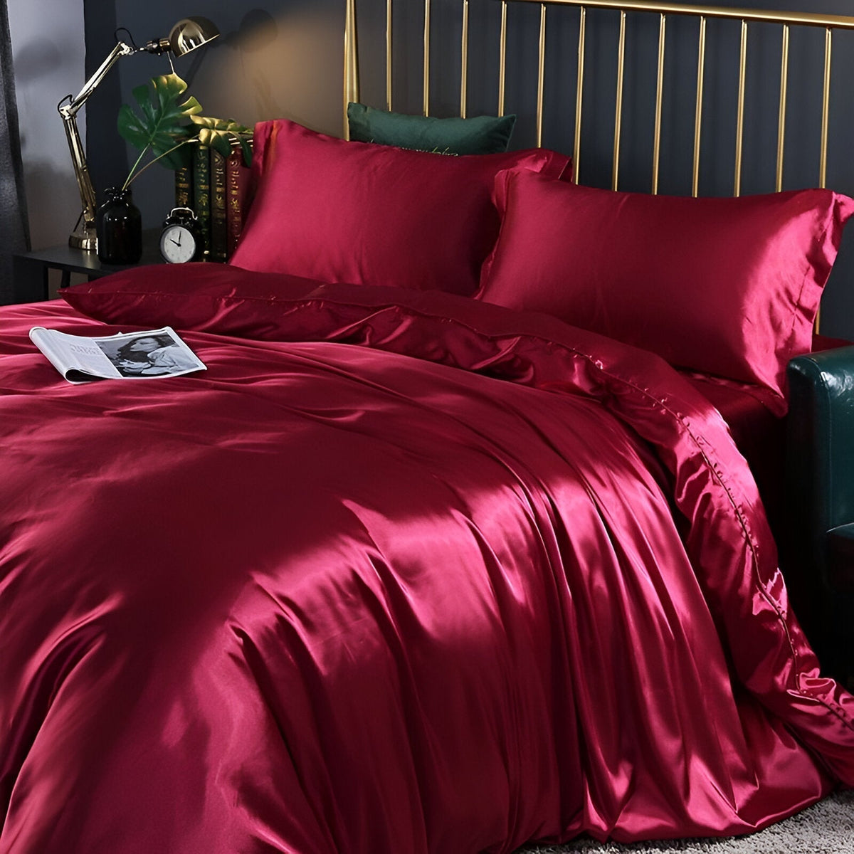 Eloise Satin Bedding Set for Beds with 2 Pillowcases