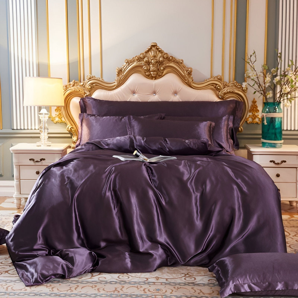 Eloise Satin Bedding Set for Beds with 2 Pillowcases