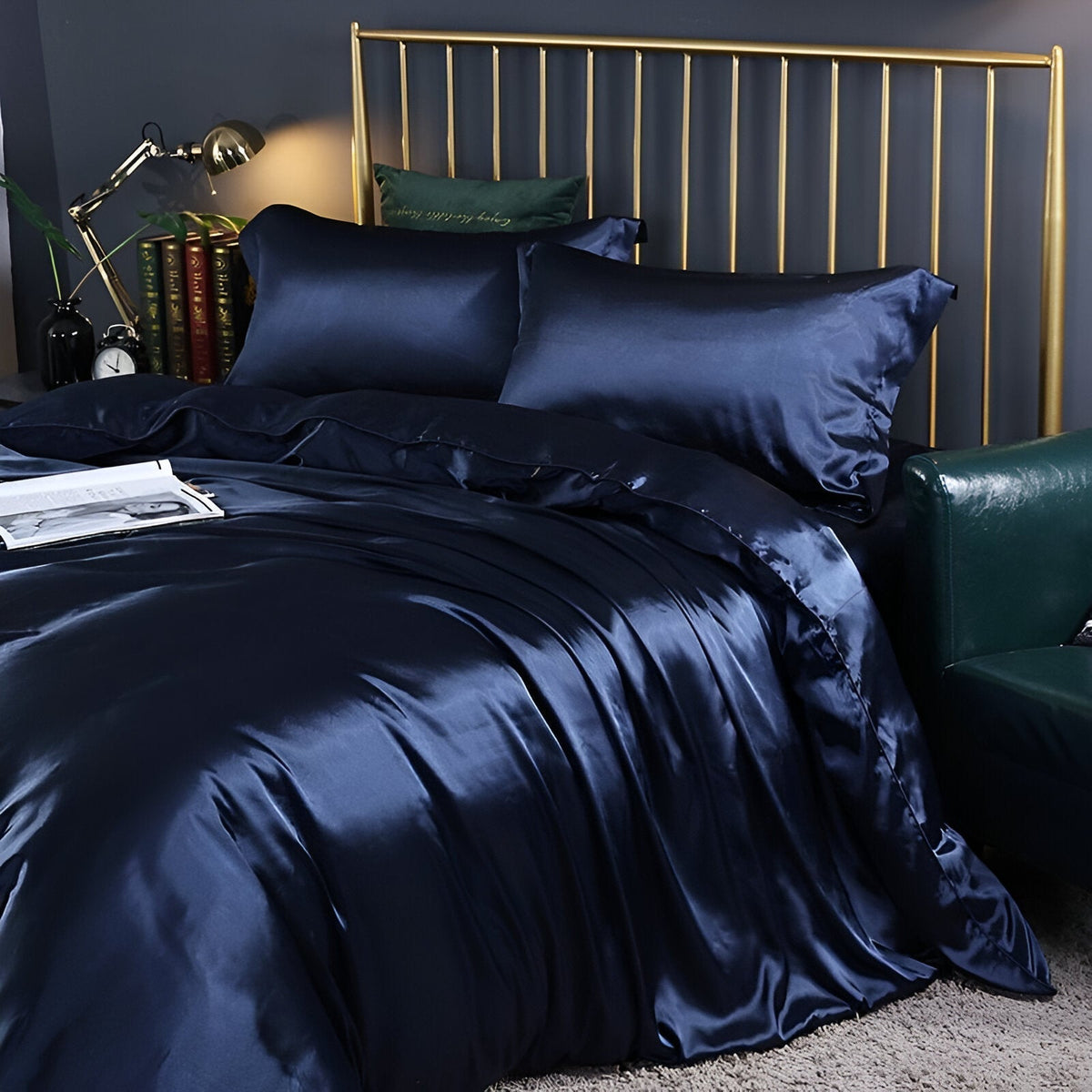 Eloise Satin Bedding Set for Beds with 2 Pillowcases