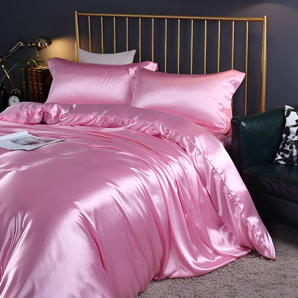 Eloise Satin Bedding Set for Beds with 2 Pillowcases