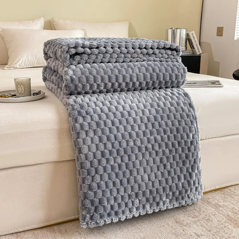 Rosalie Sofa Throw for Cold Evenings with Waffle Texture