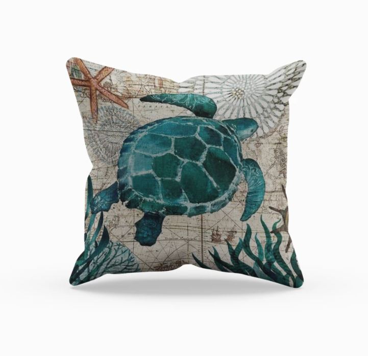 Josephine Nautical Cushion for Coastal Rooms with Map Print