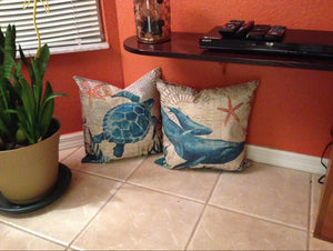Josephine Nautical Cushion for Coastal Rooms with Map Print