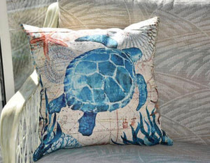 Josephine Nautical Cushion for Coastal Rooms with Map Print