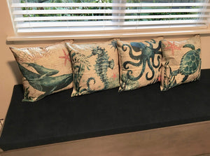 Josephine Nautical Cushion for Coastal Rooms with Map Print