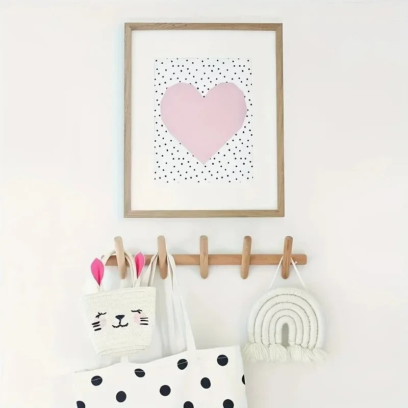 Valentine Wall Coat Rack for Halls with 5 Angled Pegs