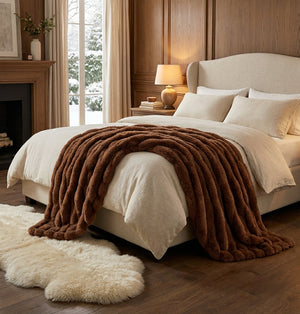 Mila Fleece Blanket for Sofa Nights with Ribbed Plush Pile