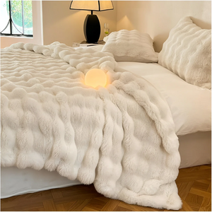 Mila Fleece Blanket for Sofa Nights with Ribbed Plush Pile