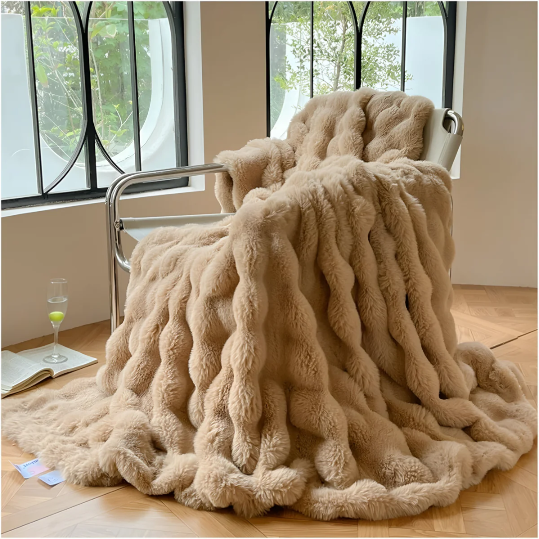 Mila Fleece Blanket for Sofa Nights with Ribbed Plush Pile