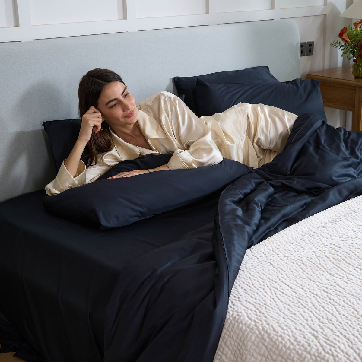 Ottoline Pillowcases for Beds in Cool Bamboo Viscose