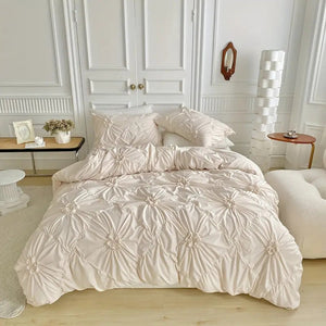 Amelie Quilt Cover Set for Beds with Pinch Pleat Ruffles