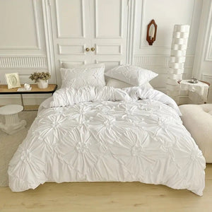 Amelie Quilt Cover Set for Beds with Pinch Pleat Ruffles