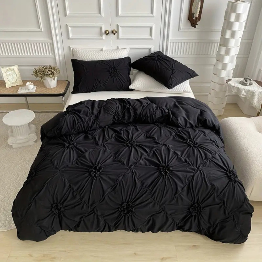 Amelie Quilt Cover Set for Beds with Pinch Pleat Ruffles