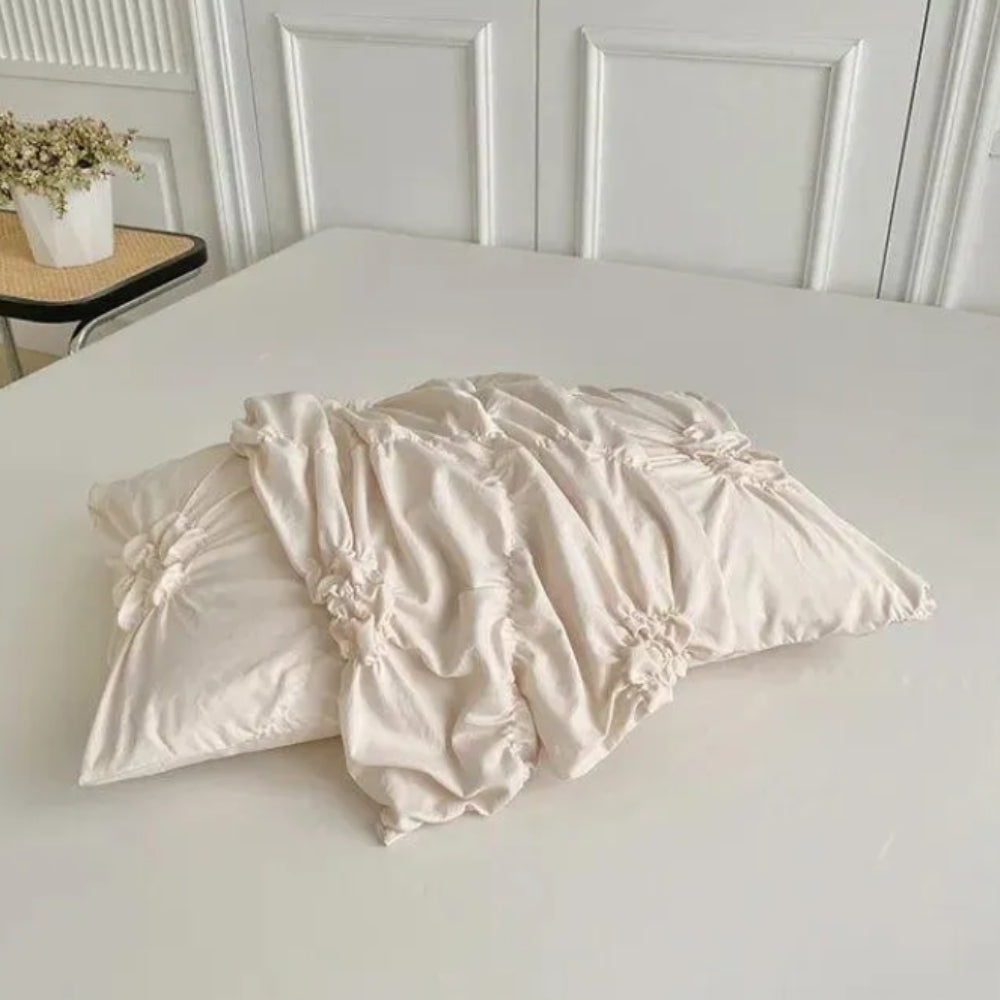 Beige set beside a window