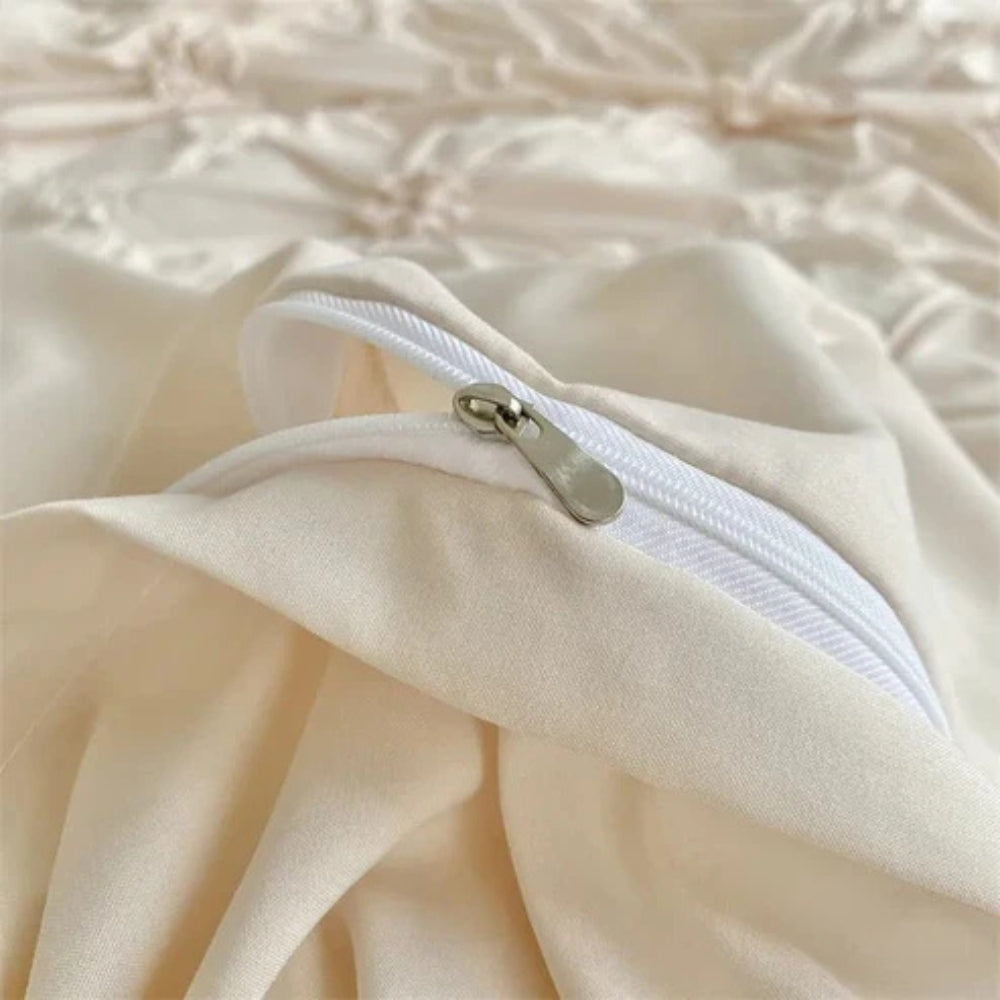 Amelie Quilt Cover Set for Beds with Pinch Pleat Ruffles