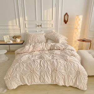 Amelie Quilt Cover Set for Beds with Pinch Pleat Ruffles