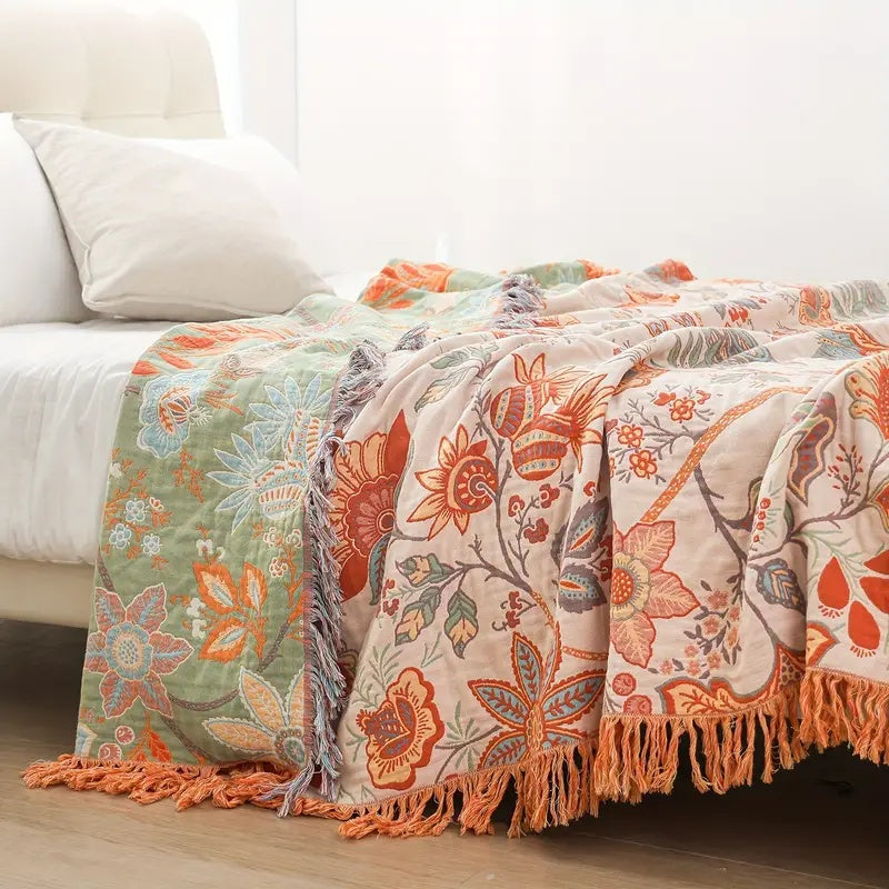 Genevieve Floral Blanket for Sofas with Jacquard Weave