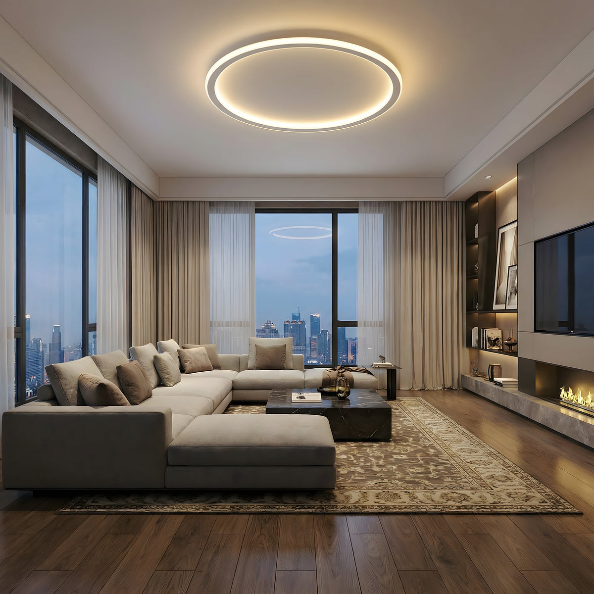 Alessandra Ring Ceiling Light for Bedrooms with Tri Color