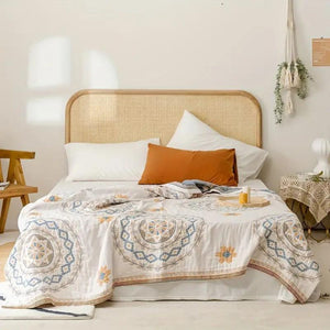 Seraphine Cotton Throw for Summer Beds with Gauze Weave