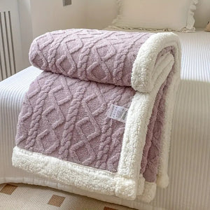 Isolde Sherpa Throw for Winter Nights with Cable Knit Face