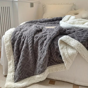Isolde Sherpa Throw for Winter Nights with Cable Knit Face