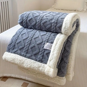 Isolde Sherpa Throw for Winter Nights with Cable Knit Face