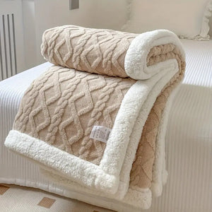 Isolde Sherpa Throw for Winter Nights with Cable Knit Face
