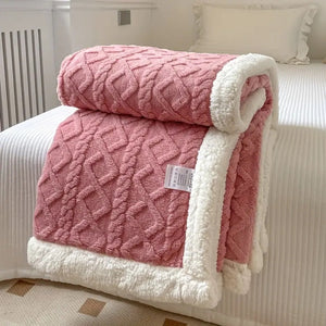 Isolde Sherpa Throw for Winter Nights with Cable Knit Face