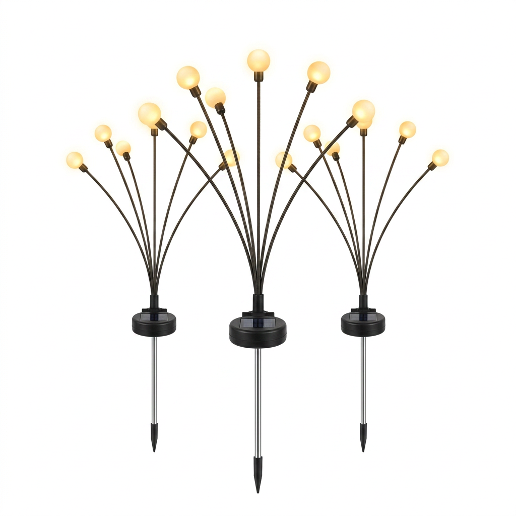 Firefly Grove Swaying Solar Garden Lights Flexible Outdoor Stake Lights for Flowerbeds and Paths