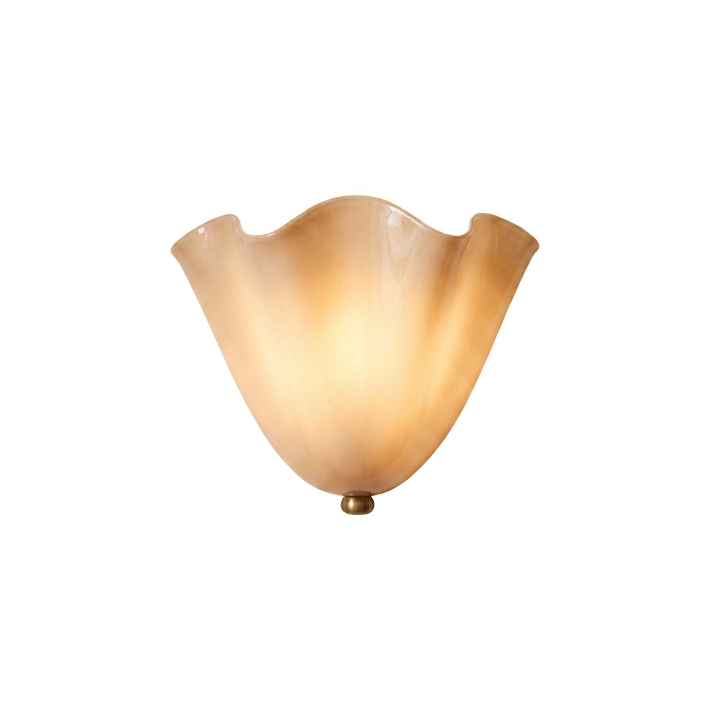 Coralie Amber Scalloped Glass Wall Sconce Vintage Accent Light for Bedrooms and Hallways