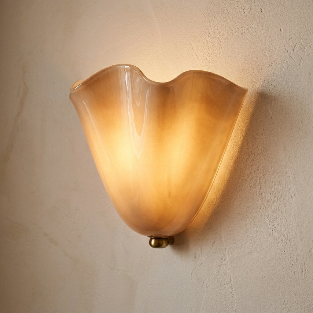 Coralie Amber Scalloped Glass Wall Sconce Vintage Accent Light for Bedrooms and Hallways
