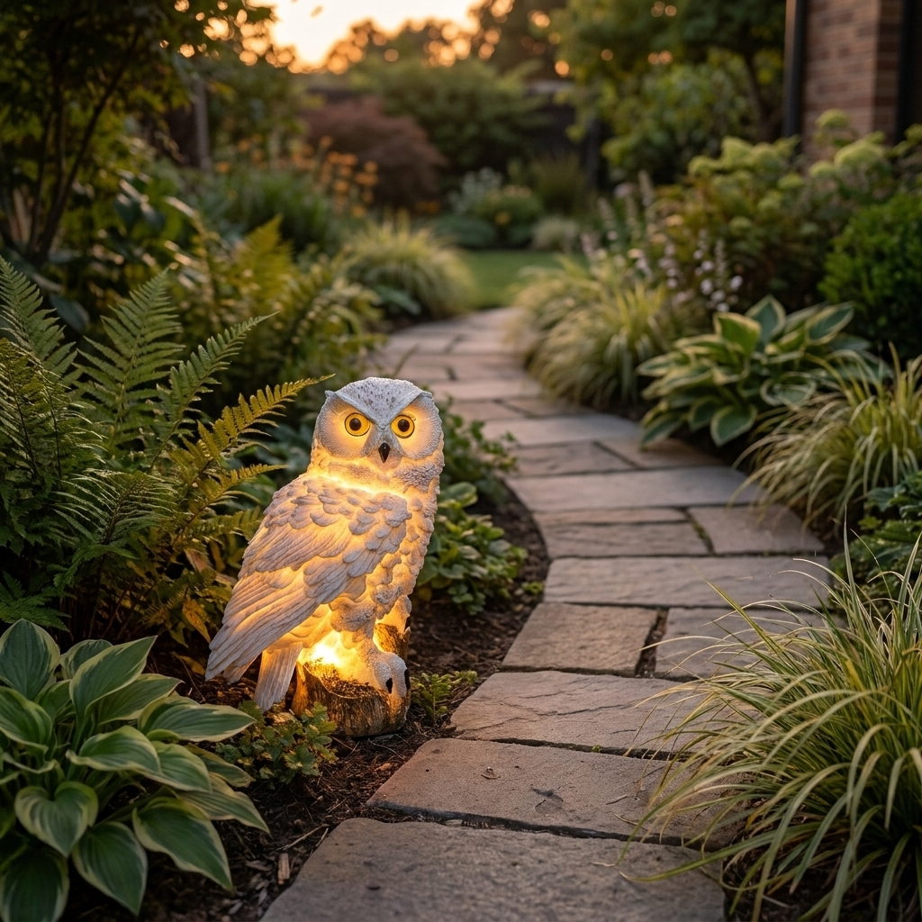 Strix Solar Owl Garden Light Weatherproof Decorative Outdoor Lantern for Pathways and Flower Beds