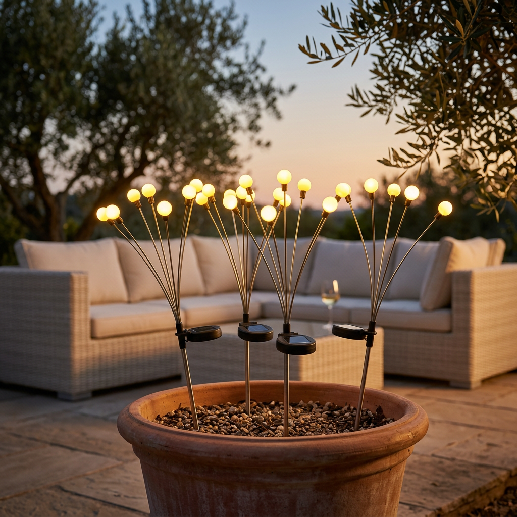 Firefly Grove Swaying Solar Garden Lights Flexible Outdoor Stake Lights for Flowerbeds and Paths