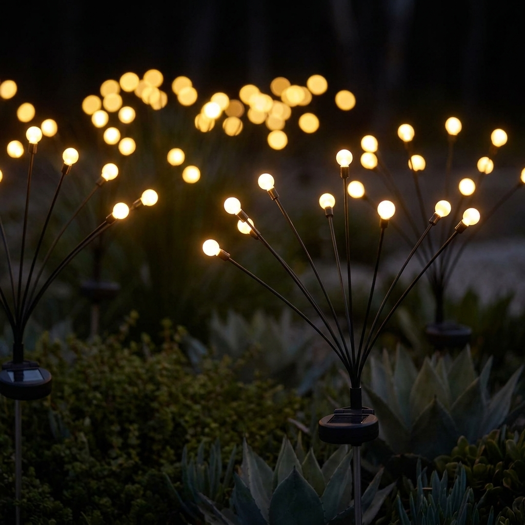 Firefly Grove Swaying Solar Garden Lights Flexible Outdoor Stake Lights for Flowerbeds and Paths