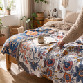 Camille Jacquard Blanket for Beds & Walls with Floral Weave